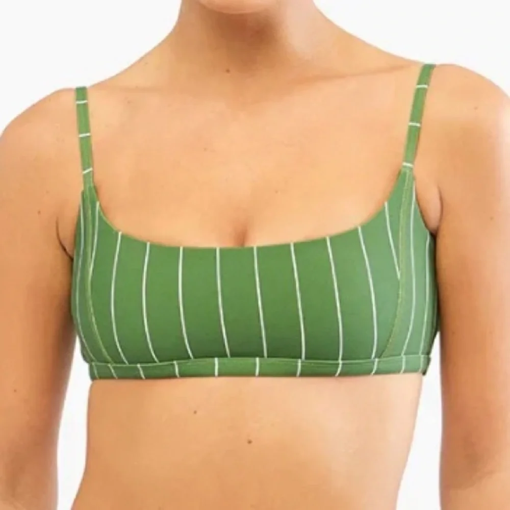 Weworewhat Cami Bra Top in Pinstripe Green/White NWT - Picture 1 of 5
